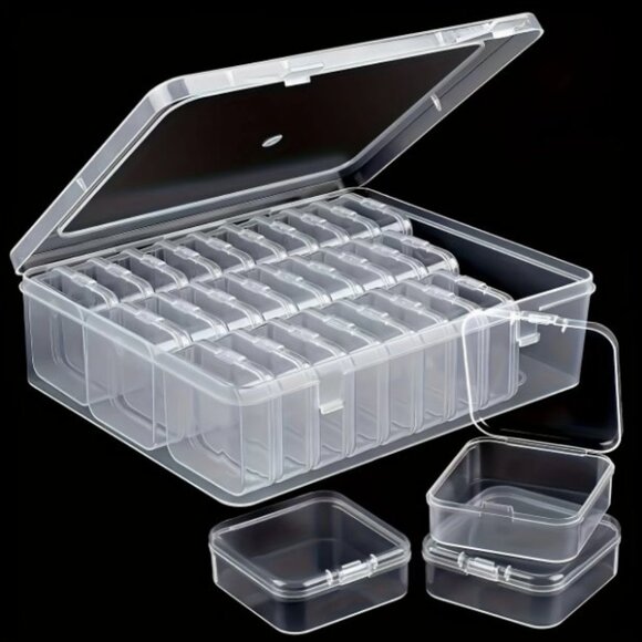 Bead Organizer Box, 30pcs Small Clear Plastic Storage Containers In One Big One. - Picture 2 of 3